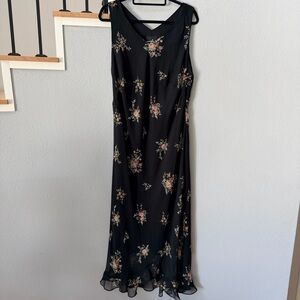 Positive Attitude Black Maxi Dress with Pink Floral Print